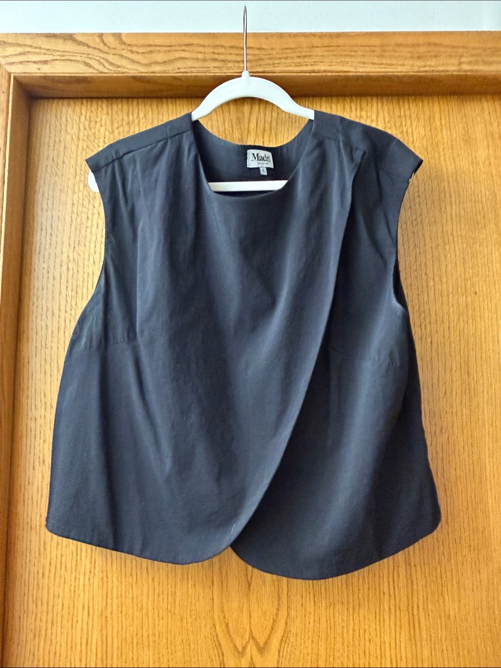 Black Sleeveless Draped Front Top